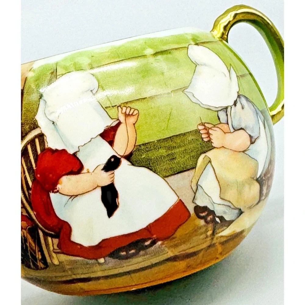 Royal Bayreuth Sunbonnet Babies Darning Sewing Child Sugar Bowl Creamer Set